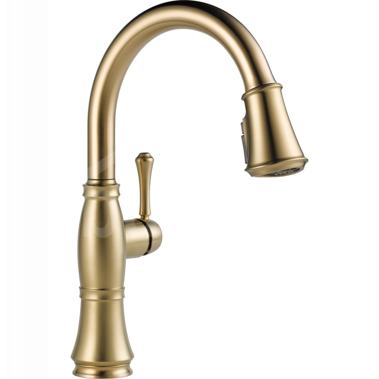 9197-CZ-PR-DST : Delta Cassidy Single Handle Pulldown Kitchen Faucet, Champagne  Bronze